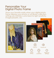 Cadres photo numériques NFT 21,5 pouces avec application, partage multi-utilisateurs, connexion téléphonique, vidéo, photo, cadre en bois, pour intérieur, ascenseur, éducation, Android