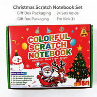 Carnet de griffonnage personnalisé de Noël avec reliure spirale en papier, ensemble de livres à gratter DIY pour enfants, stylet, pochoir, sac cadeau, cadeau de fête des fêtes