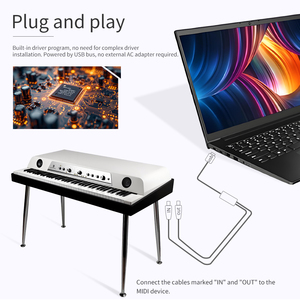 2 متر أسود 5 دبوس MIDI ذكر إلى USB واجهة ذكر 2 في 1 مع المدخلات والمخرجات التي تتصل بلوحة المفاتيح/المزج - Product Image 3