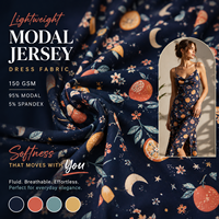 Tissu jersey imprimé en modal et élasthanne 150 GSM, tricot extensible doux pour robes, vêtements de détente, marques de vêtements personnalisés, vente en gros