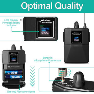 Micrófono de Solapa Inalámbrico X2 de 2 Canales, Condensador, Cardioide, Estilo Auricular Metálico, Frecuencia UHF Ajustable, Largo Alcance - Product Image 2