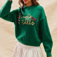Personnalisé 2025 vacances paillettes lettrage moche noël pull femmes à manches longues hiver décontracté pull tricot pull haut