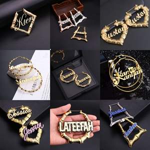 Hip Hop Letter Name Crystal Double Plated Name Necklace <strong>Old</strong> English Custom Carving Batch of Flowers for Gifts - Product Image 2