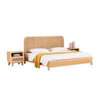 Dreamhoue – lit Double en bois massif, Style japonais, taille Queen, lit King Size, meubles de chambre d'hôtel, 1.8m, 1.5, rotin B