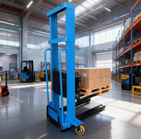 Chariot élévateur électrique portable 1T de capacité - Hauteur de levage 1,6 m, chariot robuste pour le déplacement de marchandises