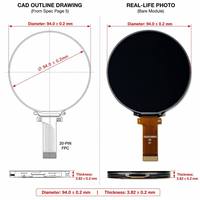 Layar Sentuh LCD Bundar 3.4 Inci 800x800 IPS dengan Antarmuka MIPI DSI Terintegrasi untuk Kenop Kontrol Rumah Pintar Termostat