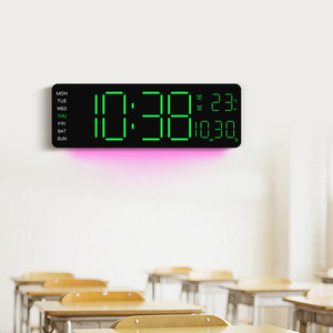 Orologio <span class=keywords><strong>da</strong></span> <span class=keywords><strong>Parete</strong></span> Minimalista in Plastica con Luce RGB, Display Digitale Luminoso, Multifunzionale di Alta Gamma - Product Image 2