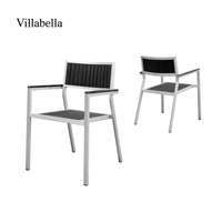 Ensemble de salle à manger d'extérieur en aluminium toutes saisons, mobilier de patio, table et chaises empilables pour hôtel, complexe hôtelier, restaurant