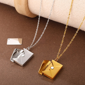 Collar con Colgante Personalizable de Acero Inoxidable 18K, Diseño de Corazón Abatible, Cadena de Eslabones, para Parejas, con Grabado DIY - Product Image 1
