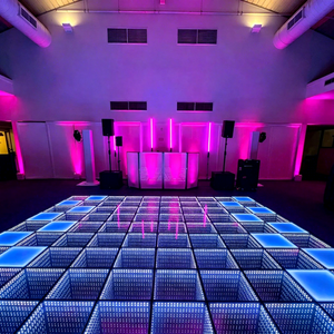 Plancher de danse LED modulaire magnétique 3D à effet miroir IP65 vert/jaune pour installations professionnelles, discothèques et mariages - Product Image 1