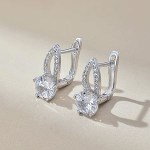 Dylam Classic Simplicity Design 925 Sterling <b>Silver</b> Rhodium Plated 5A Cubic Zirconia Diamond Hallow Out <b>Hoop</b> Earrings for Women - Product Image 4