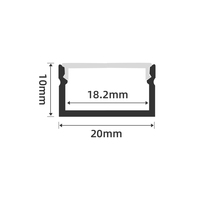 Profilé en aluminium d'extrusion noir neuf d'usine W20*H10, profilé en aluminium en forme de U pour bande lumineuse LED de plafond avec diffuseur