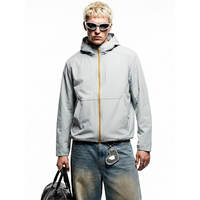 Veste technique personnalisée avec fermeture éclair bidirectionnelle, protection solaire, imperméable, légère, coupe-vent à capuche pour l'extérieur, col montant, en tissu Ripstop