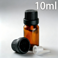 Flacon compte-gouttes en verre ambré de 10 ml pour huiles essentielles avec bouchon inviolable
