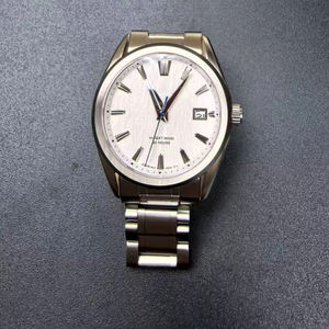 Reloj Mecánico Automático de Lujo para Hombre, Color Crema con Esfera Azul Hielo, Correa de Acero Inoxidable de 20 mm de Ancho, Resistente al Agua, Serie GS - Product Image 1