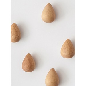 Crochets muraux en bois massif en forme de goutte d'eau, capacité de charge de 15 kg, aucun perçage requis pour le rangement des manteaux et des casquettes - Product Image 2