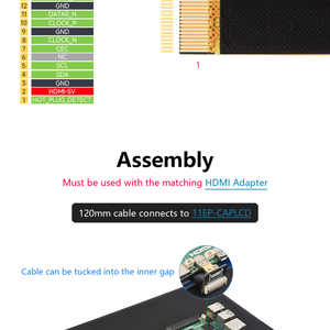 สายเคเบิลแบบยืดหยุ่น FPC 20PIN, ด้านกลับ, ระยะพิทช์ 0.5 มม., หน้าสัมผัสเคลือบทอง, ป้องกัน EMI, สายริบบิ้น FPC ความยาว 60 มม. / 120 มม. - Product Image 6