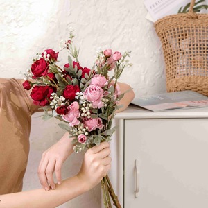 Fleur artificielle CallaFloral, rose, branche unique, polyester, décoration intérieure, mariage, 83112 - Product Image 2