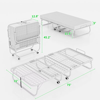 Lit d'appoint pliant en acier soudé de luxe avec roulettes et poches de rangement, matelas inclus, idéal pour hôtel, bureau, dortoir - Vente en gros