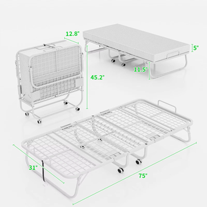 <span class=keywords><strong>Lit</strong></span> d'appoint pliant <span class=keywords><strong>en</strong></span> acier soudé de luxe avec roulettes et poches de rangement, matelas inclus, idéal pour hôtel, bureau, dortoir - Vente <span class=keywords><strong>en</strong></span> gros - Product Image 6