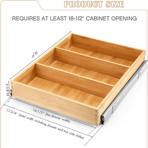Bamboo <b>Drawer</b> Organizer Rectangular Multi Compartment Kitchen Spice Storage <b>Sliding</b> Tray - Product Image 5