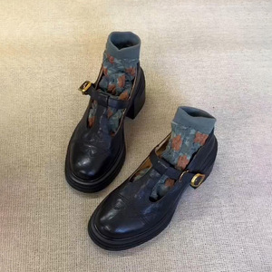 Zapatos de Tacón Alto de Moda de Alta Calidad, Zapatos de Primavera Ligeros y Cómodos con Punta Redonda de Cuero Genuino para Mujer - Product Image 5