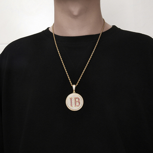 WS Christian Hip-hop Men's <strong>Coin</strong> Pendant Zircon Jewelry Luxury 18K Gold-Plated Exquisite Rapper <strong>Necklace</strong> 2026 Wholesale - Product Image 2