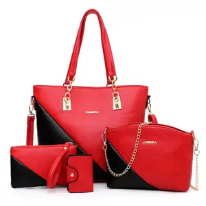 Ladies fancy handbag set cheap leather set bag woman handbags