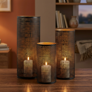 Sonnet Decor Handmade Christmas Tree Cutout Iron Candle Stand 3 Piece Heat Resistant Digital Printing 1 Color Home Decoration - Product Image 2