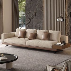 Cotton Linen <b>Sofa</b> Straight Line Design Living Room Furniture Modern Style Suitable For <b>Small</b> And Large Apartments - Product Image 1