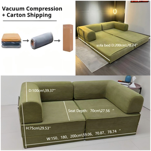 Modular <strong>Sofa</strong> <strong>Bed</strong> No Assembly Required Sectional Compressed Couch Corduroy Fabric Sectional <strong>Sofa</strong> for Living Room - Product Image 2