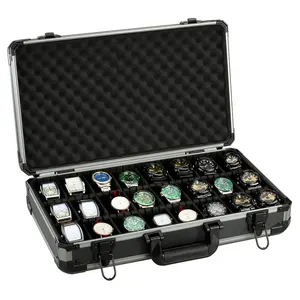 Wholesale 10 Slots 18 Slots 24 Slots With Handle Watch Collectors Display Packaging Travel Briefcase Gift Aluminum Watch Box