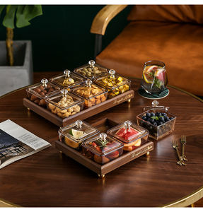 Boîte <span class=keywords><strong>de</strong></span> séparation <span class=keywords><strong>en</strong></span> bambou et bois Ingrédients <span class=keywords><strong>de</strong></span> collation aux fruits secs du Nouvel An Sauce à tremper <span class=keywords><strong>en</strong></span> <span class=keywords><strong>verre</strong></span> <span class=keywords><strong>Plat</strong></span> à condiments - Product Image 3