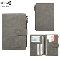 Pochette de passeport de haute qualité en cuir PU RFID bloquant le portefeuille couverture de passeport sac de certificat de carte bancaire en Stock