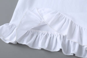 OEM Factory personalizzato tinta unita <span class=keywords><strong>volant</strong></span> maniche corte ragazza Tee Top Shirt ragazze 100% cotone pianura t-Shirt bianche per i bambini - Product Image 6