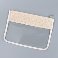 Sac cosmétique transparent pour femme, pochette zippée en vinyle PVC transparent, organiseur de toilette, pochette de plage en PVC, sac cosmétique plat en PVC