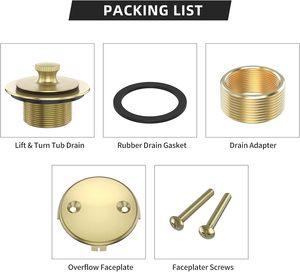 Precio de fábrica: Kit de conversión de desagüe de bañera de 1-1/2" y 1-1/4" con sistema de elevación y giro, construcción totalmente en latón - Product Image 5