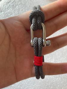 Pulsera de moda con dije de cuerda milanesa en bloques de color, con hebilla deportiva en forma de U, chapada en plata de acero inoxidable, superventas para exteriores. - Product Image 6