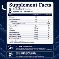OLLI Gummies Sommeil Enfants Sans Mélatonine, Aide Naturelle au Sommeil avec L-Théanine Camomille Magnésium, Relaxation Calme Restauration 60 Gummies