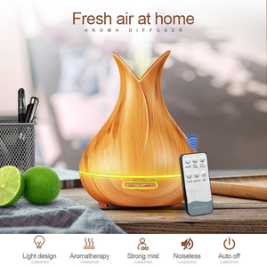 Diffuseur <span class=keywords><strong>d</strong></span>'huiles essentielles 2-en-1 en bois grainé avec télécommande, 400 ml, humidificateur ultrasonique et veilleuse pour la maison, machine <span class=keywords><strong>d</strong></span>'aromathérapie - Product Image 3