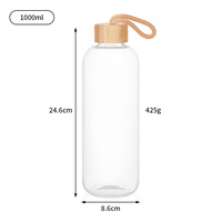 Bouteille d'eau en verre borosilicate transparente de luxe avec logo personnalisé et couvercle en verre hermétique – Meilleure vente