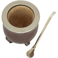 Yorba – tasse à thé Mate avec coque en cuir, gourde isolée, ensemble de paille Bombilla
