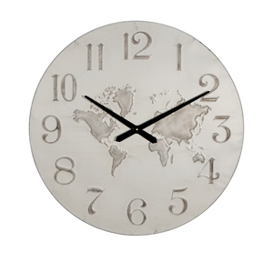 ART NEST Home <b>Large</b> Rustic White Washed Round Metal Wall Hanging Decor Quartz <b>Clock</b> for Living Room - Product Image 2