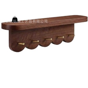 Wooden walnut-colored key storage <b>rack</b>, entryway storage <b>rack</b>, front door <b>shelf</b>, wall-mounted <b>shelf</b> - Product Image 5