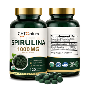 CHTNature OEM/ODM <span class=keywords><strong>Poudre</strong></span> de <span class=keywords><strong>Spiruline</strong></span> de Qualité Alimentaire 500mg 1000mg Comprimés de <span class=keywords><strong>Spiruline</strong></span> Biologique - Product Image 1