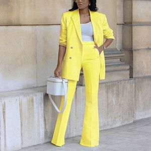 Fashionable Women Long Sleeve Solid Color Suit <b>Blazer</b> and Pants <b>Set</b> for Women Formal Suit - Product Image 3