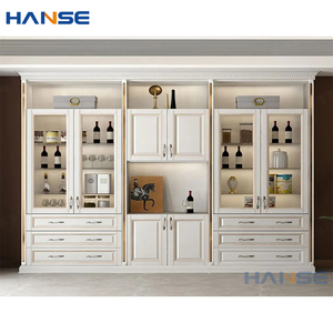 Modern white wooden cabinets furniture design customized american style kitchen living room bar display cabinet for home