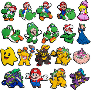 Venta al por mayor de dijes de PVC de dibujos animados Super Bro, accesorios para zapatos de <span class=keywords><strong>Mario</strong></span>, Yoshi y <span class=keywords><strong>Bowser</strong></span>, para decoración de zuecos y sandalias - Product Image 1