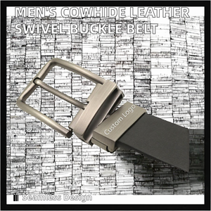 Nuevo Cinturón de Cuero Vacuno con Hebilla Giratoria de Aleación para Hombre, Estilo Casual de Negocios, Simple y Moderno, de 3.5 cm de Ancho, para Jeans - Product Image 2