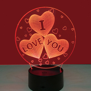 OEM Project Sweet love Heart 3D Illusion LED <strong>Table</strong> Night <strong>Light</strong> Stand Lamps for Wedding Decor - Product Image 1